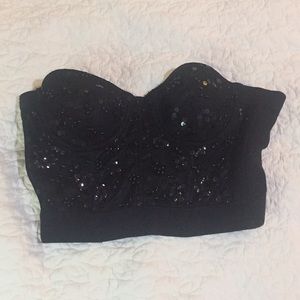Sequined Black Corset/Crop Top